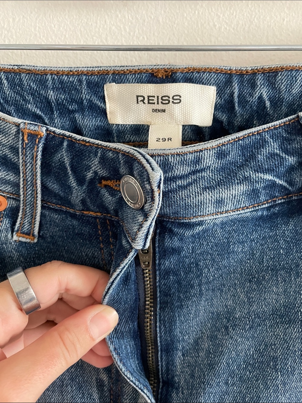 Reiss Crete Wide Leg Jeans Women's Size 29 Mid Blue High Rise Denim - Picture 8 of 10